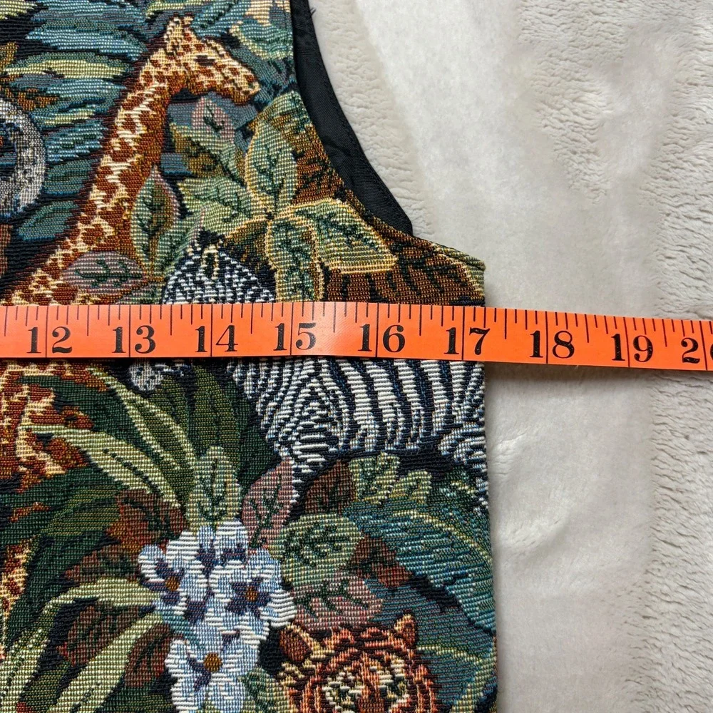 Ann Loy Vintage 90s Tapestry Vest Womens Small Jungle Safari Animal Print Boho